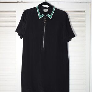 Jason Wu Black Midi Dress with Green & White Trim